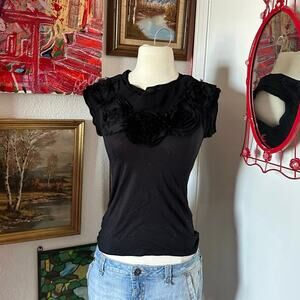 burlapp black floral short sleeve shirt